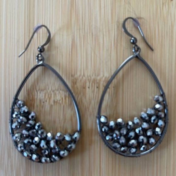 Oxidized Silver Teardrop Earrings - Picture 1 of 2